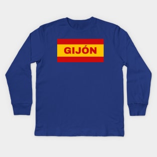 Gijón City in Spanish Flag Colors Kids Long Sleeve T-Shirt